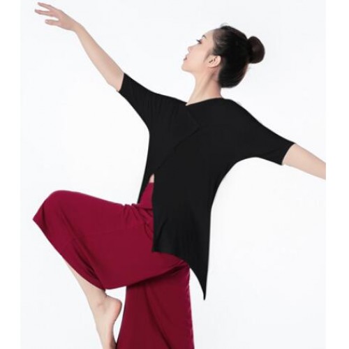 Women's chinese folk dance tops yoga fitnes gymnastics modern dance ballet dance tops stage performance shirts